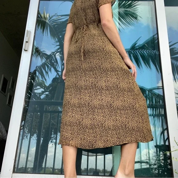 Robbie Bee Vintage Silk Cheetah Leopard Midi Dress 12P - Picture 5 of 9
